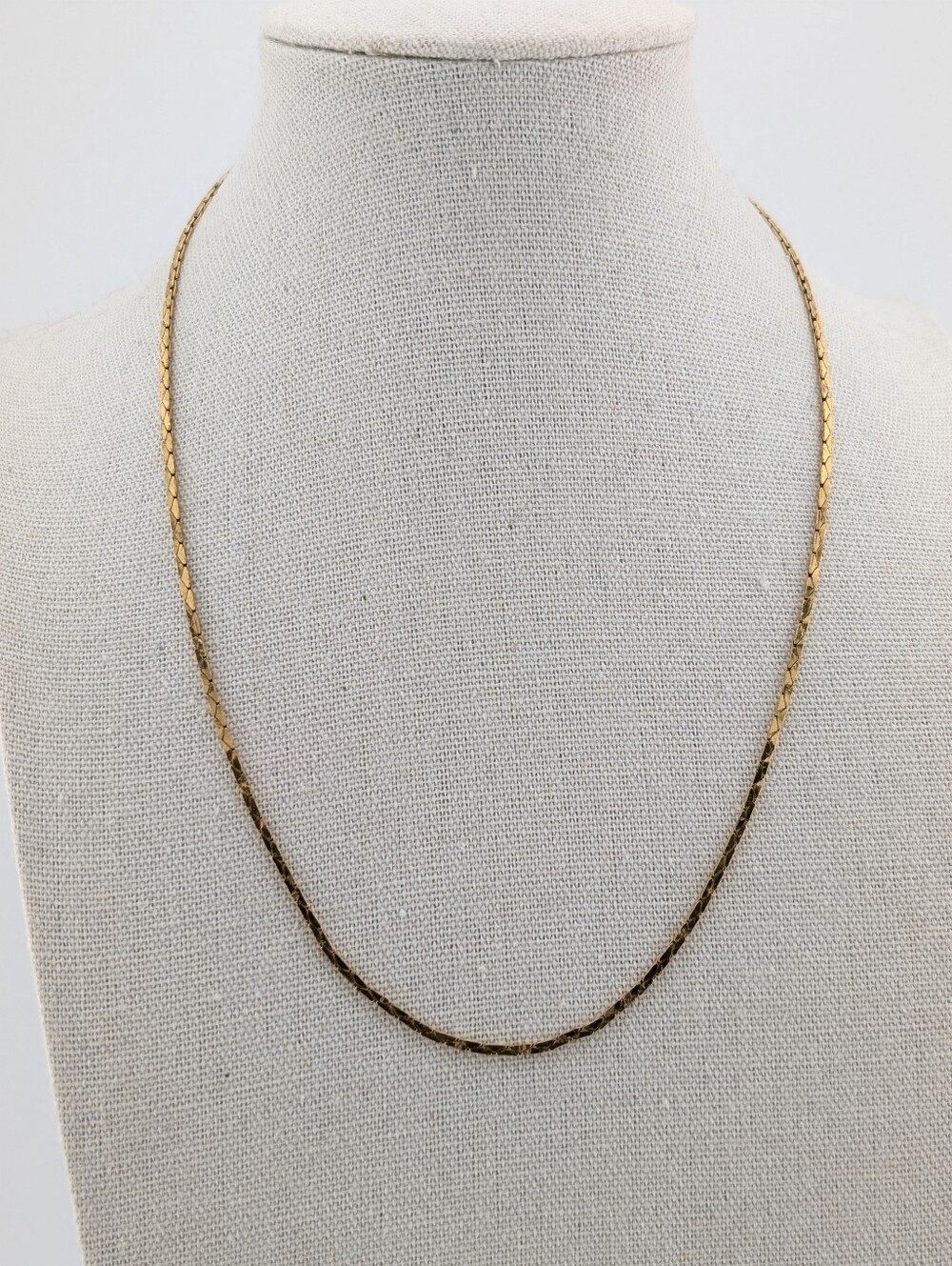 Vintage Gold Filled Herringbone Cobra Chain Necklace - Dainty Estate Jewelry